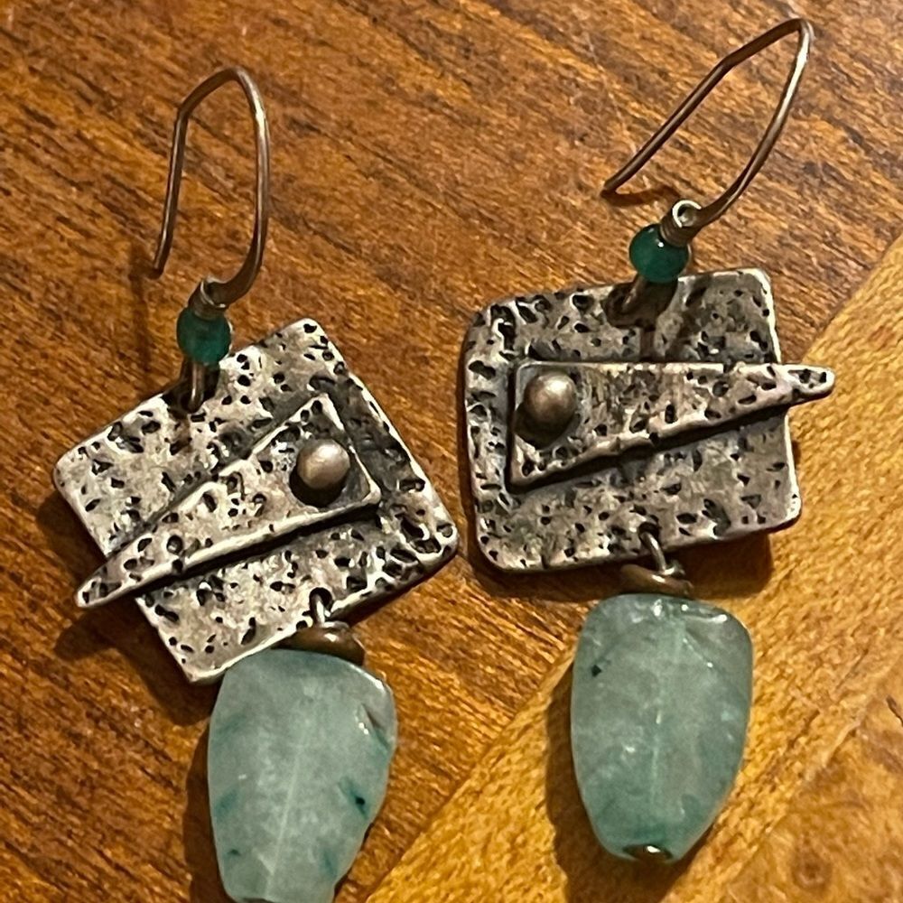 Geometric square shaped dangle earrings